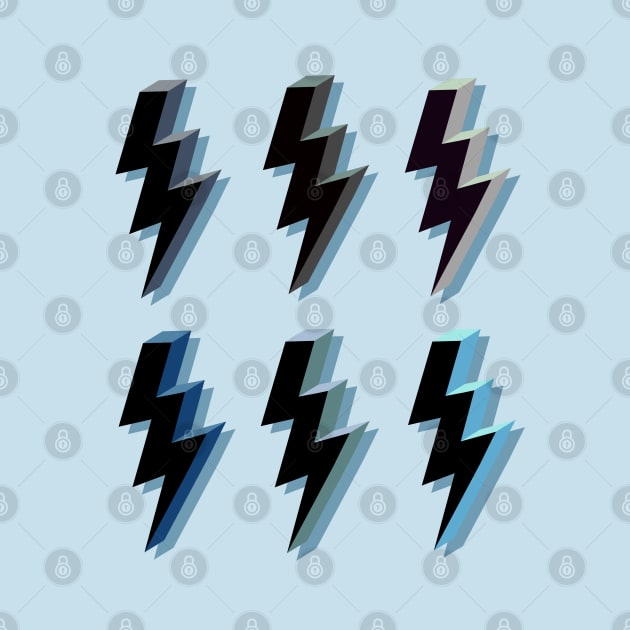 Varied Blues Lightning Bolt Collection by OneThreeSix