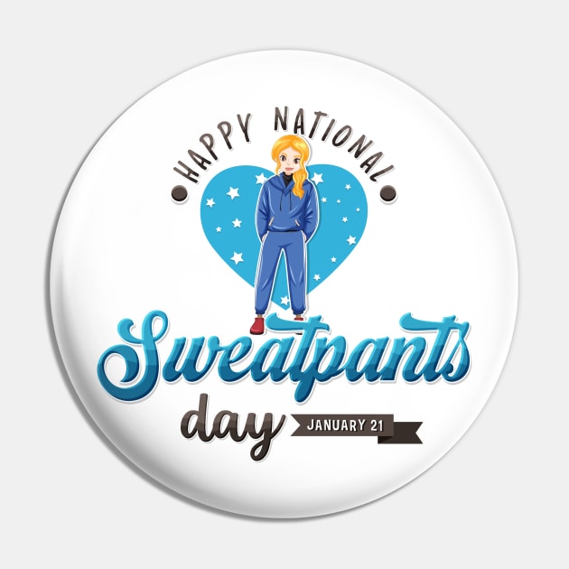 Sweatpants Day Girl Pin by DaduShop