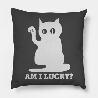 Am I Lucky? White Cat Pillow