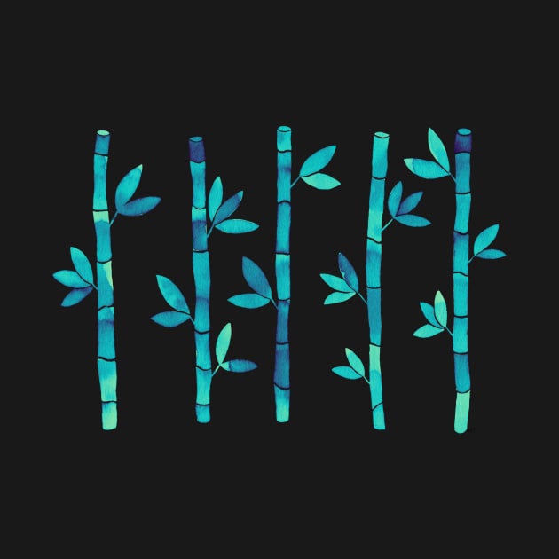 Watercolor Bamboo Pattern - Neon Blue by monitdesign