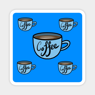 Coffee pattern in blue Magnet