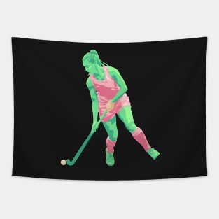 Field Hockey Player (Mint Green & Blush Pink) Tapestry