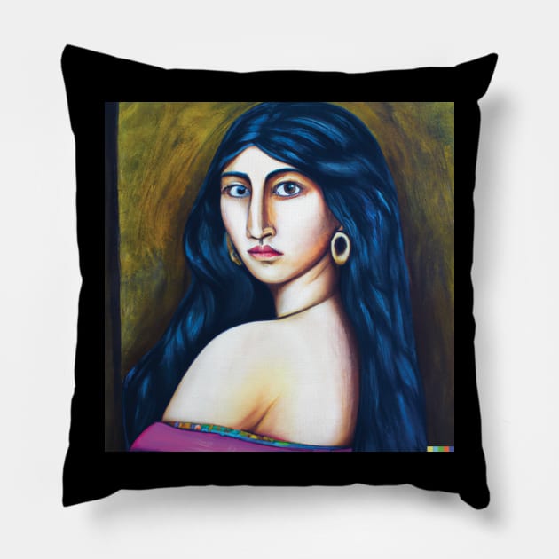 Dall-E Woman Pillow by Harvilar