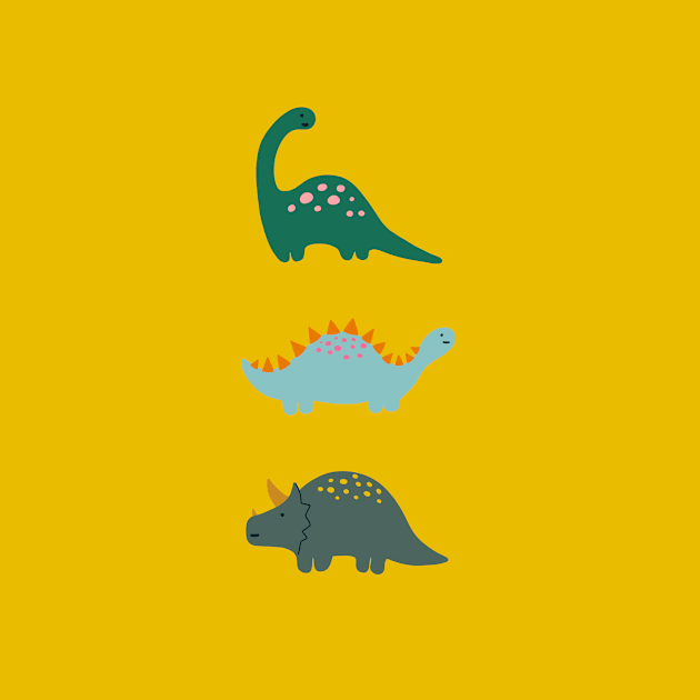 Happy Dino Print in Yellow by BryGraphicDesign