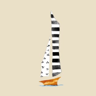 Sailing Boat BW- Pocket Size Image T-Shirt