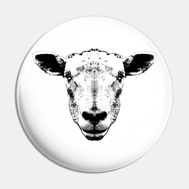 Sheep Head Portrait Pin by R LANG GRAPHICS