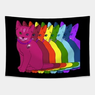 Rainbow Kitty Eight Kitties of ROYGBIV Feeling At Home Tapestry