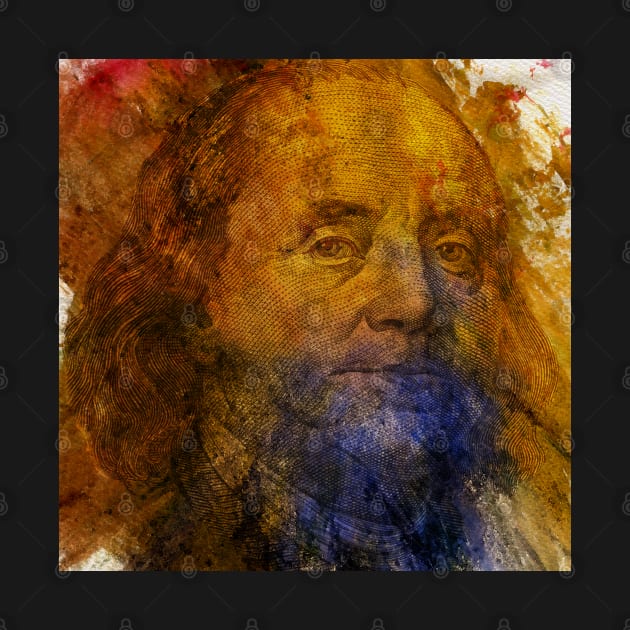 4th of July for Men Benjamin Franklin water paint portrait by happy-printing