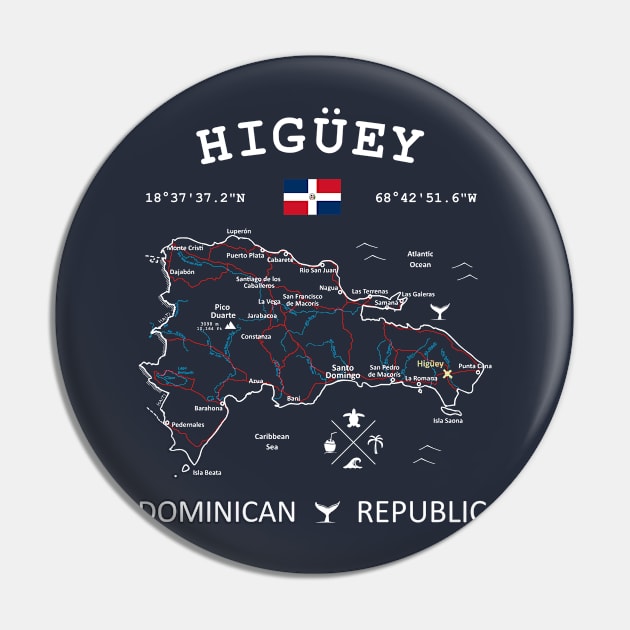 Higüey Dominican Republic Flag Travel Map Coordinates GPS Pin by French Salsa