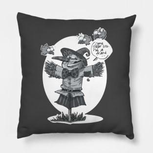 scarecrow funny cartoon grey tint Pillow