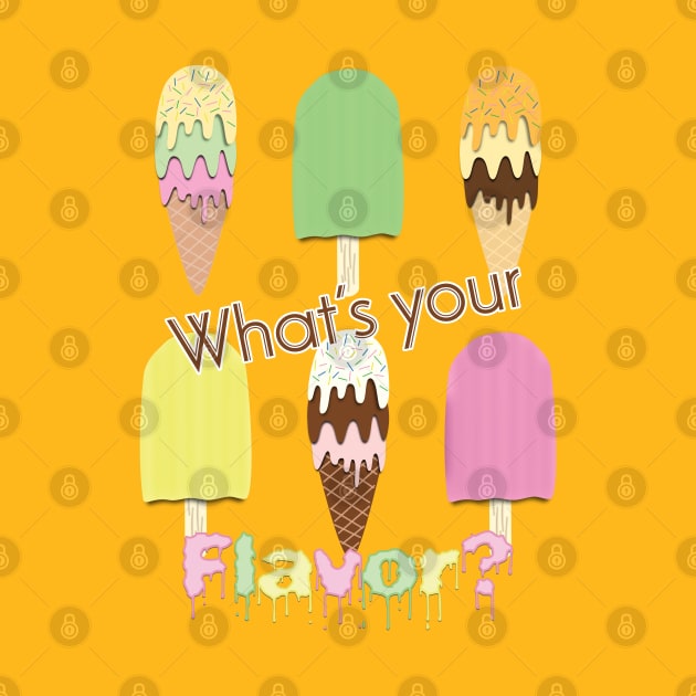 What's Your Flavor? Cute Ice Cream Cones & Popsicle Ice Block Sticks on Yellow by karenmcfarland13