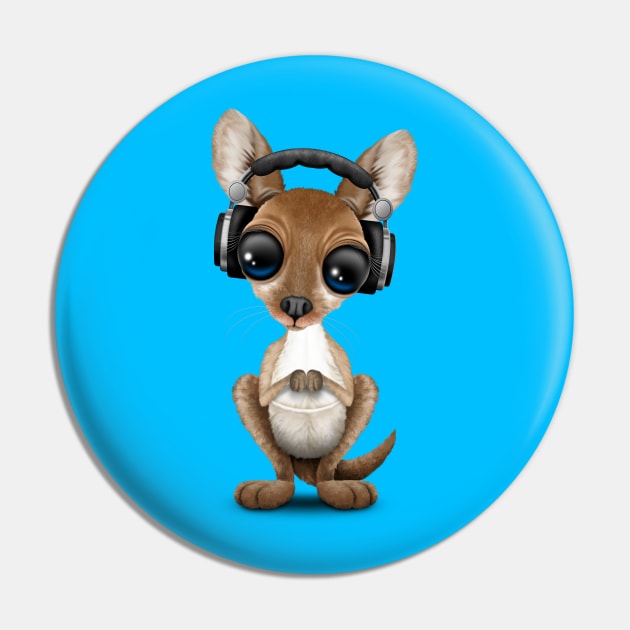 Cute Baby Kangaroo Deejay Wearing Headphones Pin by jeffbartels