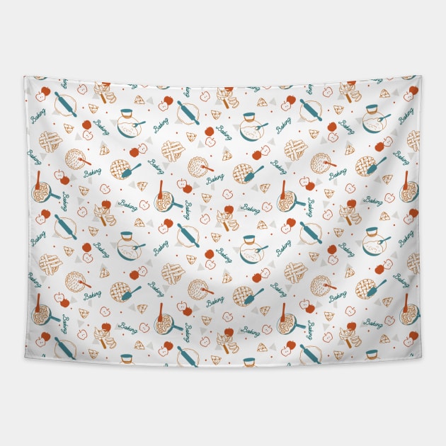 Apple Pie Lover Pattern Tapestry by FlinArt