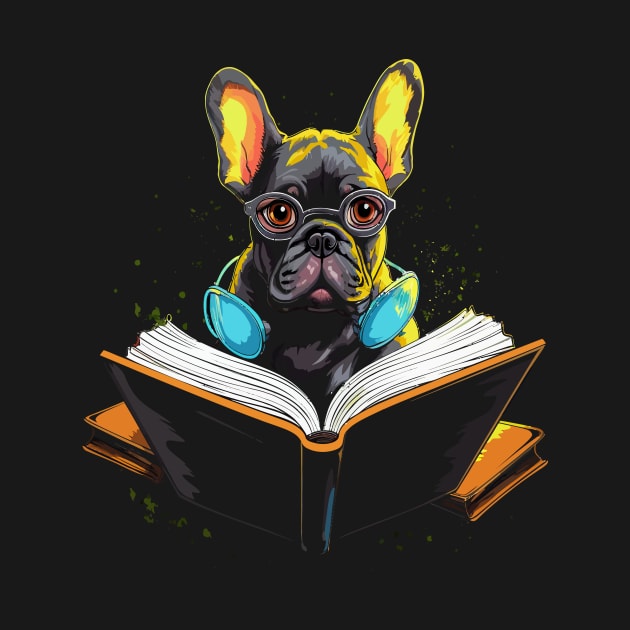 French Bulldog Reads Book by JH Mart