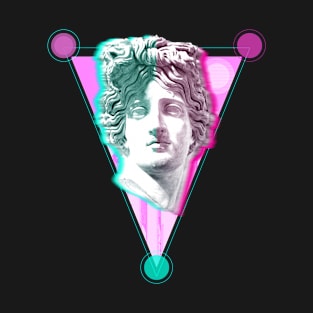 Glitch Apollo Head Vaporwave Synthwave Retro Futurism T-Shirt