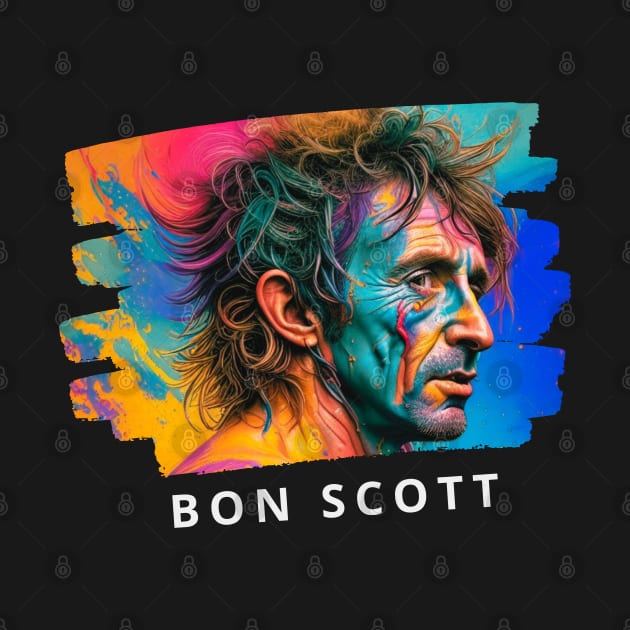 vector art a colorful paint illustration of Bon Scott by Katab_Marbun