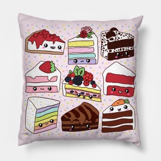 Cute cakes illustration - 9 different cakes kinds Pillow