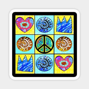 Peace, Love, Art and Hearts Magnet