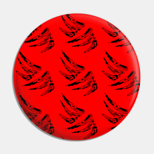 Black feathers on a red background, abstraction Pin