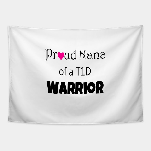 Proud Nana - Black Text - Pink Heart Tapestry by CatGirl101