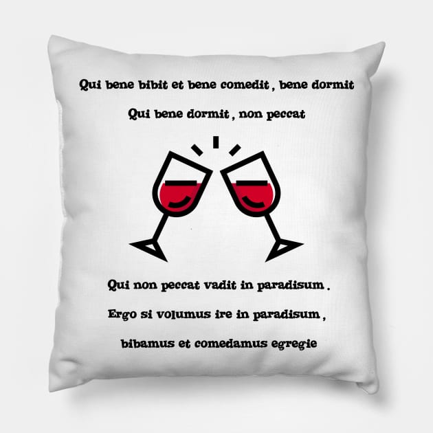 Qui bene bibit Pillow by Warp9