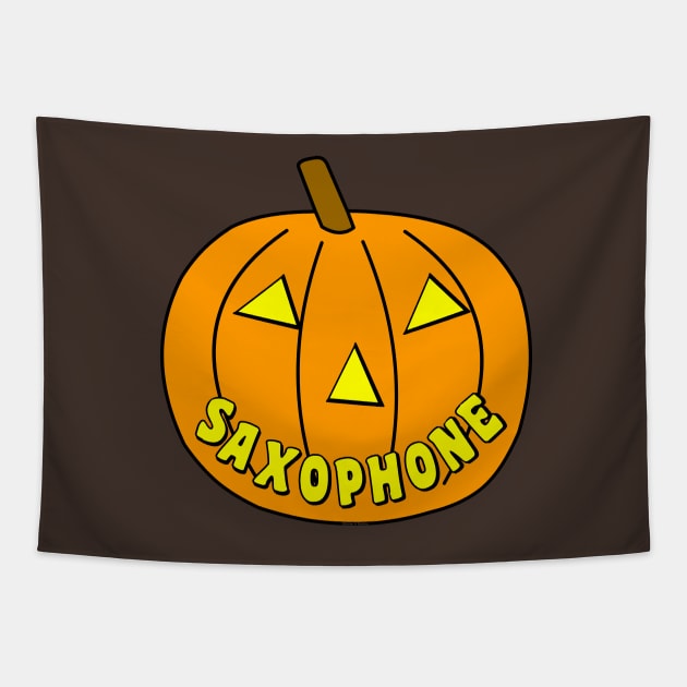 Saxophone Halloween Pumpkin Tapestry by Barthol Graphics