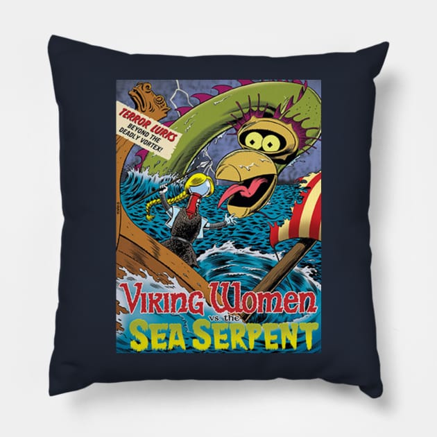 MST3K Mystery Science Promotional Artwork - Viking Women Pillow by Starbase79