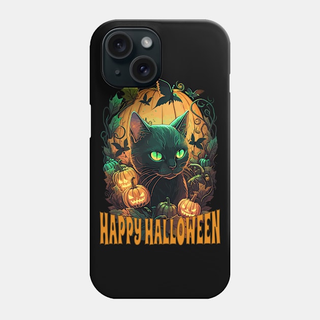 Happy Halloween Cat Phone Case by Atomic Blizzard