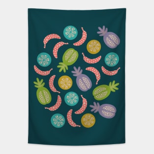 TROPICAL FRUITS WITH LOTSA DOTS in Mid-Century Vintage Colours - UnBlink Studio by Jackie Tahara Tapestry