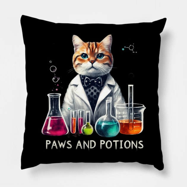 Paws and potions Pillow by Evgmerk