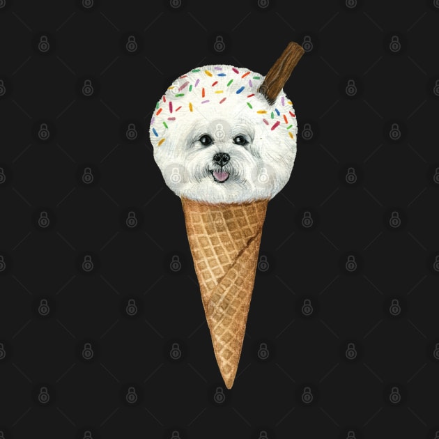 Bichon Frise Ice Cream Dog by Tasmin Bassett Art