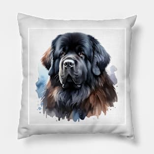 Newfoundland Watercolor Painting - Beautiful Dog Pillow