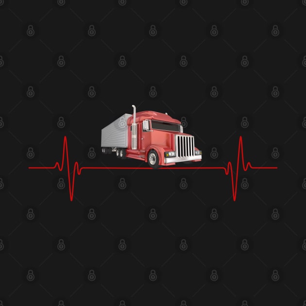 Truck Lover, Truck Heartbeat, Gift For Truck Drivers, Big Rig Trucker Gift, Trucker, Pick-Up Truck, Trucking, Fathers Day Gift by DESIGN SPOTLIGHT