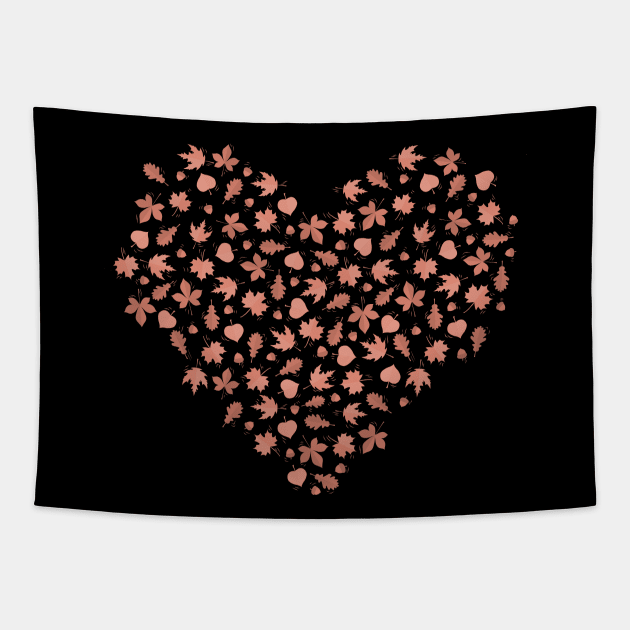 Autumn leaves heart Orange Peach version Tapestry by PrintablesPassions