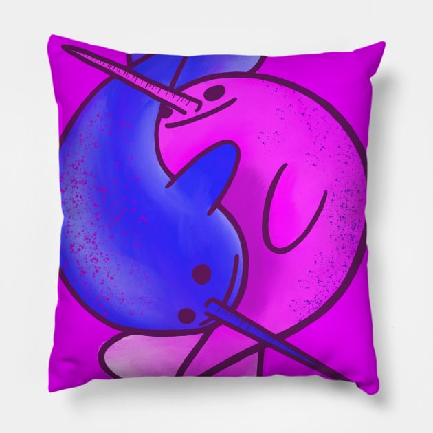 Narwhal Yin Yang Pillow by adq