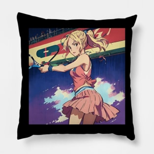 Japanese Vibes Danish Tennis Player Girl Playing Tennis Tournament Pillow