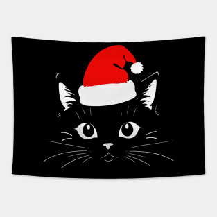 Cat with Christmas Hat Tapestry