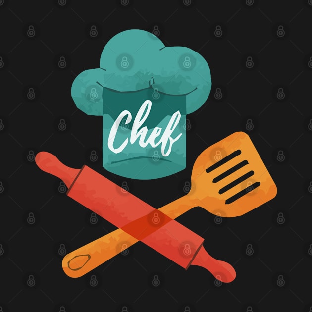 chef hat spatula and rolling by zaiynabhw