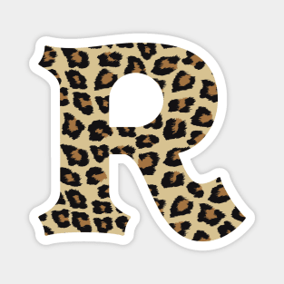 Letter R Leopard Cheetah Monogram Initial Magnet