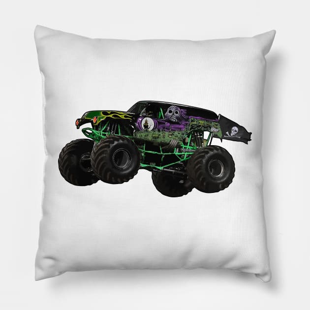 Monster Truck Freestyle Illustration Pillow by KAM Std