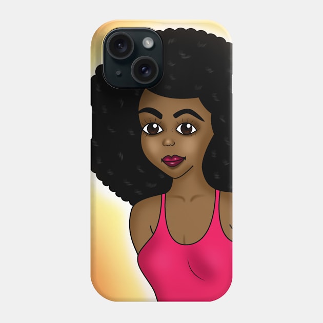 Cute black girl digital art Phone Case by Spinkly Creations 