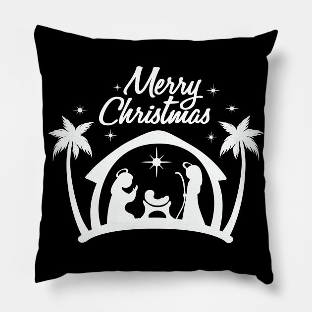 Merry Christmas Birth of Jesus Christ Pillow by ThyShirtProject - Affiliate