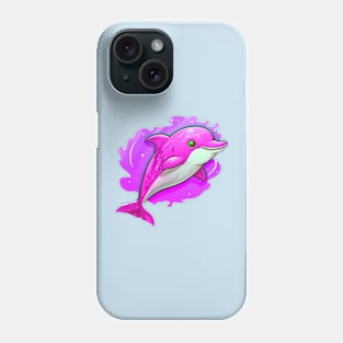 Pink Paradise: Playful Cartoon Dolphin Fish Design Phone Case