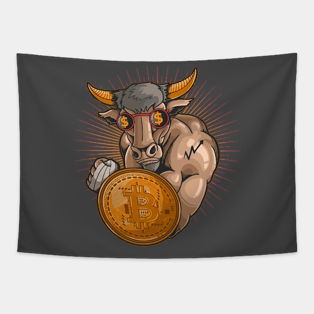 Bitcoin Bull Tapestry by info@dopositive.co.uk