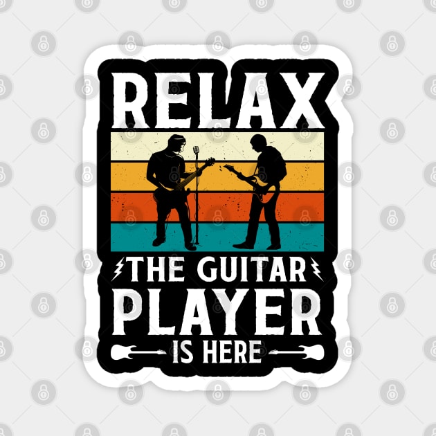 Relax The Guitar Player Is Here - Retro Design Magnet by Otaku Vibes