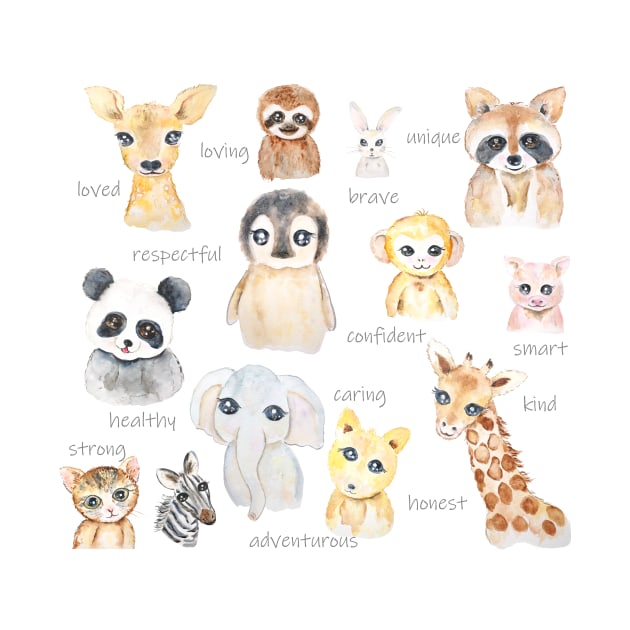 cute nursery animals watercolor by colorandcolor