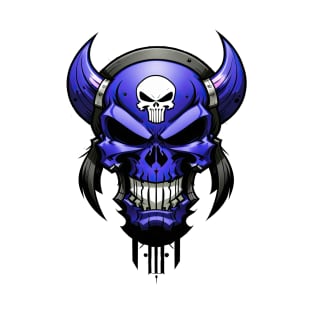 Oni demon logo style in dark blue T-Shirt