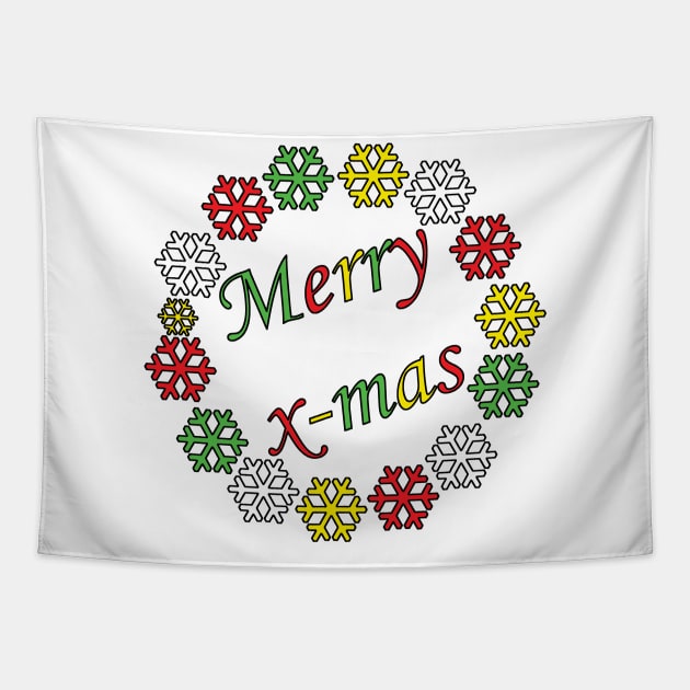 Merry X-mas Typography Design - Coloured 2 Tapestry by art-by-shadab