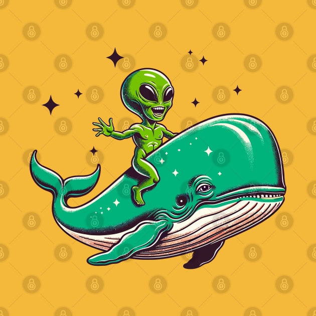 Alien riding atop a whale by Art_Boys