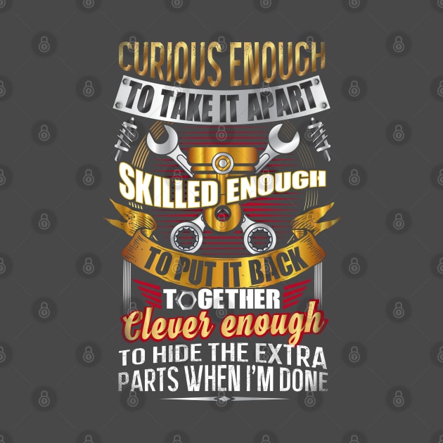 Funny Mechanic T-Shirt Quote Cleverness Tweak Dissemble Part by interDesign